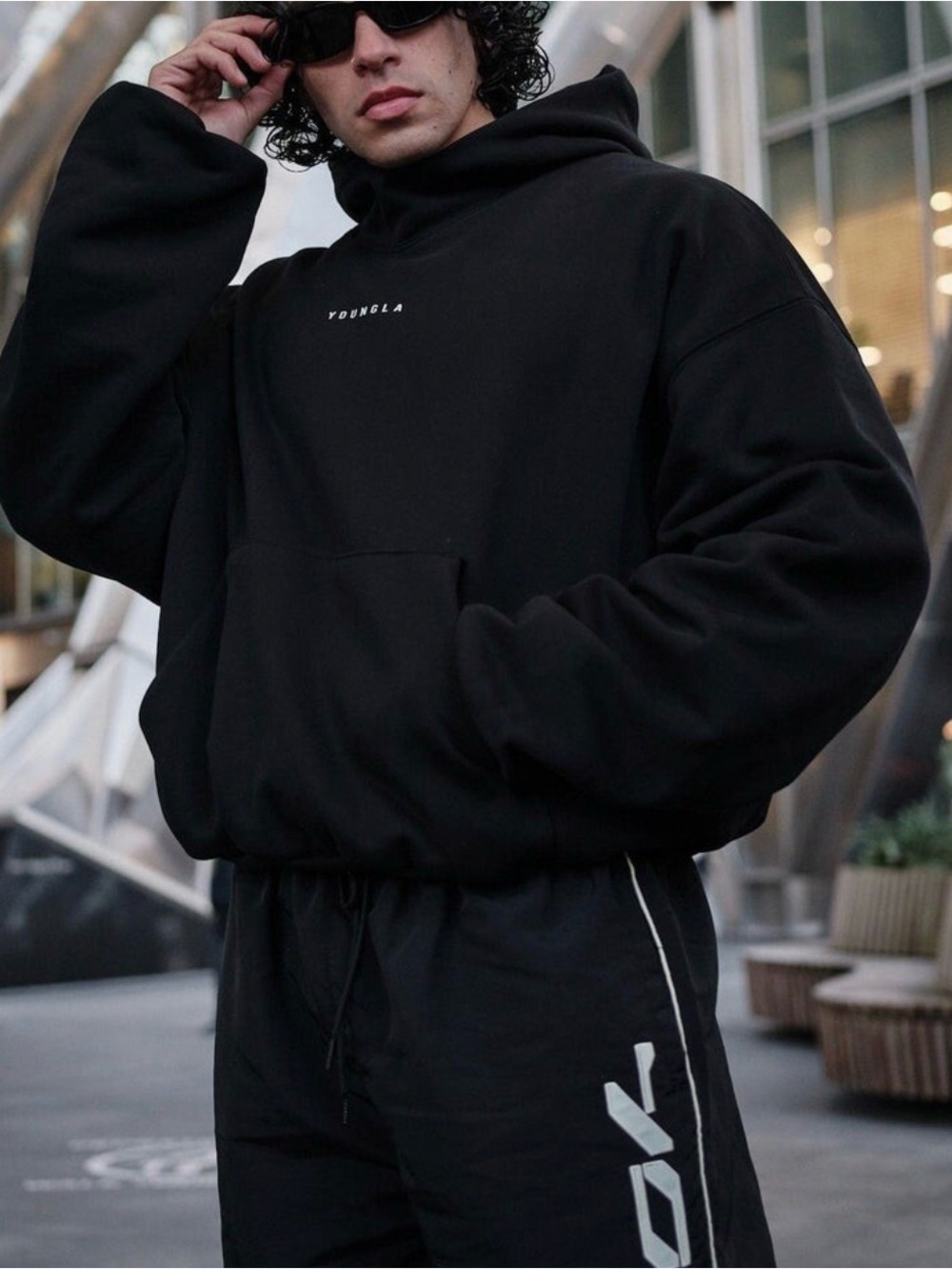 YoungLA Black Oversized Hoodie Sweatshirt